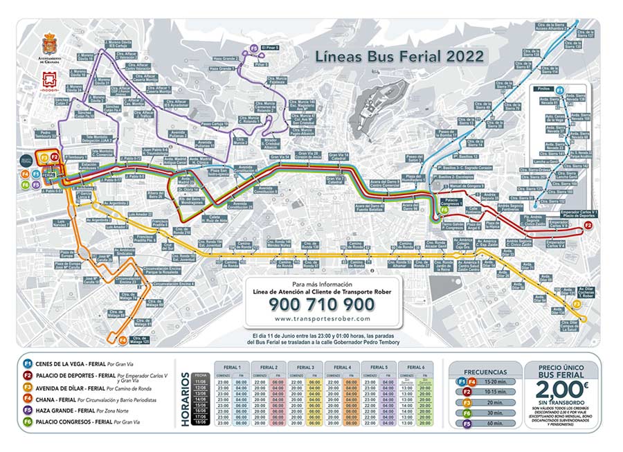 Líneas de Bus y Metro con destino al Recinto Ferial de Granada 2022